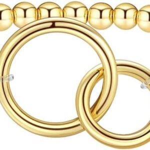 Beaded Bracelets for Women 14K Silver Gold Plated Stretch Handmade Ball Bracelets Cute Charm Bracelet Dainty Stackable Cross Heart Bow Wave CZ Jewelry Gifts Trendy Stuff
