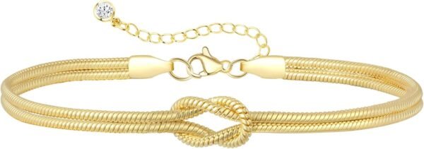 Valentines Day Gifts Silver Gold Bracelets for Women Trendy 14K Gold Plated Bracelet for Women Non Tarnish Dainty Stackable Heart Pearl Knot Beaded Bracelets Stack Set Charm Mothers Day Jewelry