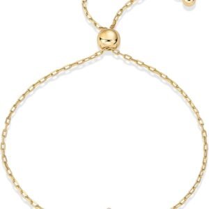 14K Gold Plated Hexagon Gemstone Bracelet for Women | Natural Birthstone 9" Bracelet