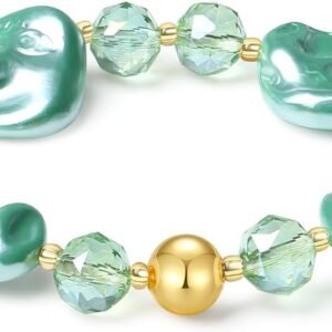 Handmade Original Jewelry 8-14MM Baroque Shell Pearls Multicolor Crystal Stretch Bracelet for Women - Valentine's Day Gift