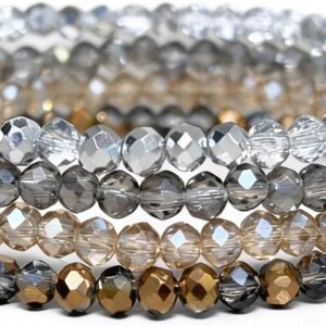 Boho Crystal Bracelet Set of 4pcs/set,4mm Beads Stackable Layering Stretch Bracelets for Women, Friendship Gifts