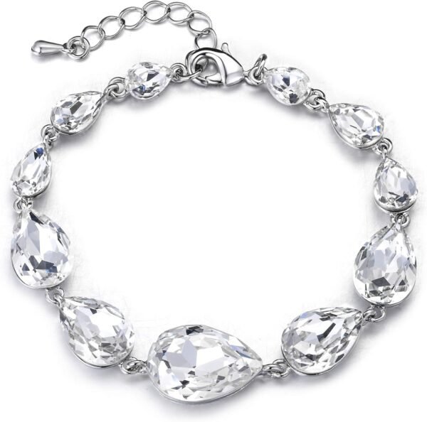 Shiny Gorgeous Women's Crystal Multi Teardrop Cluster Link Bracelet for Wedding Bridal Party Prom